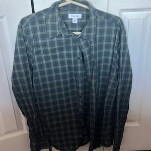 Calvin Klein Green and Blue Checkered Button Down